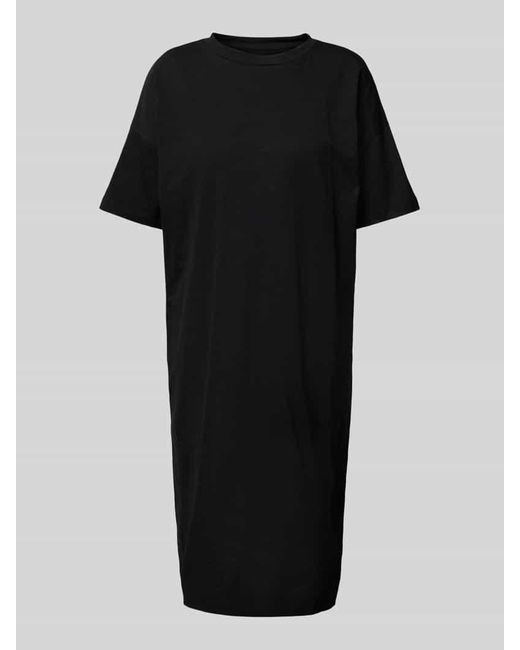 Knowledge Cotton Black Knielanges T-Shirt-Kleid mit Rundhalsausschnitt