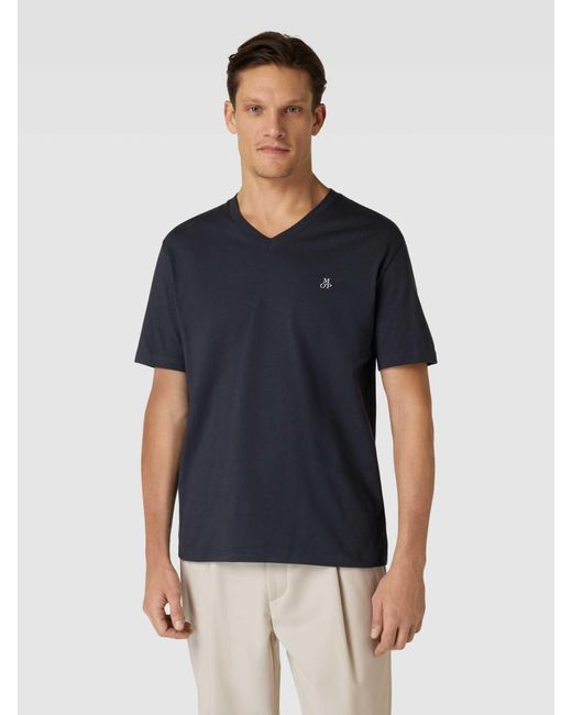 Marc O' Polo T-Shirt mit V-Ausschnitt in unifarbenem Design in Blue für Herren