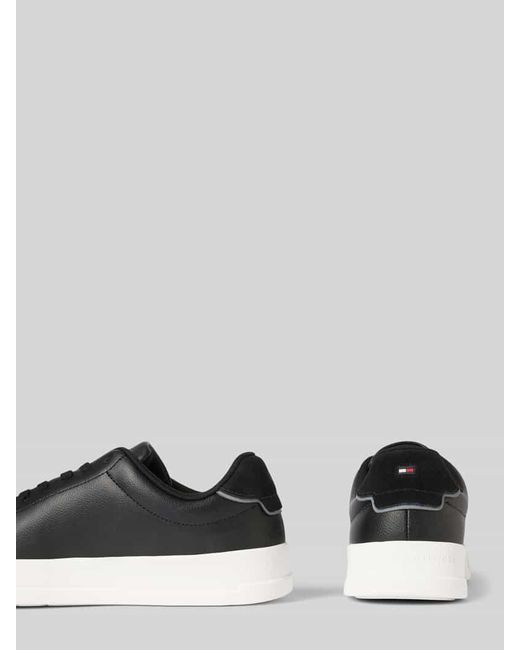 Tommy Hilfiger Low Top Sneaker aus Leder-Mix in Black für Herren