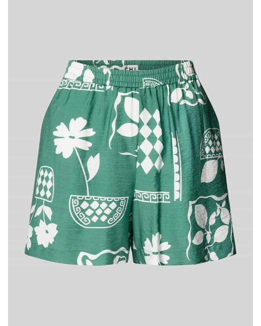 Ichi Green Shorts mit elastischem Bund