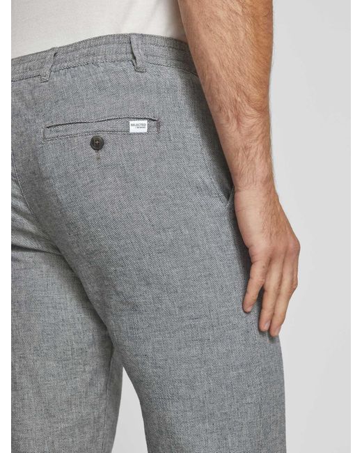 SELECTED Slim Tapered Fit Broek Met Tunnelkoord, Model 'Brody' in het Gray voor heren