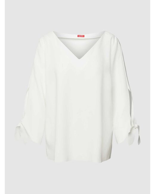 Esprit White Bluse in unifarbenem Design mit 3/4-Arm