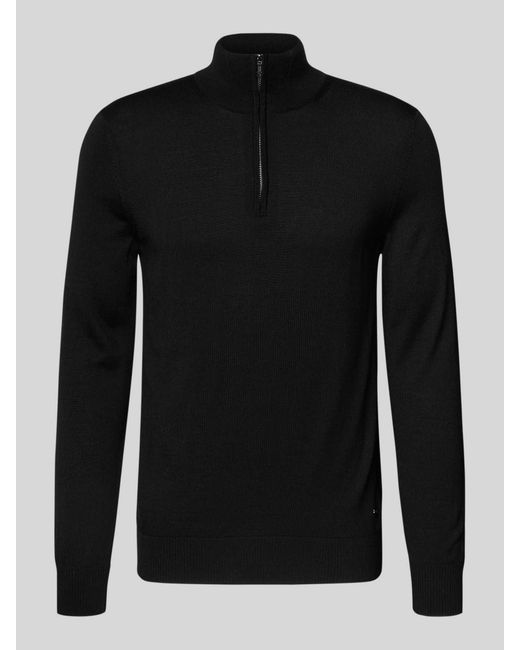 Joop! Gebreide Pullover Van Scheerwol Met Opstaande Kraag, Model 'Dario' in het Black voor heren