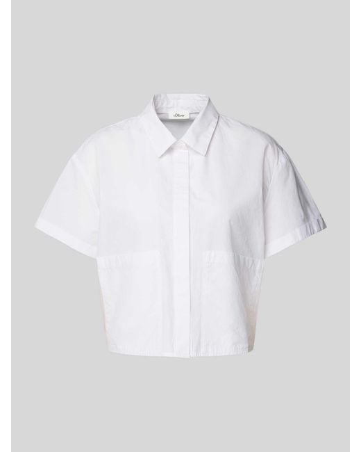 S.oliver Relaxed Fit Overhemdblouse Van Puur Katoen in het White