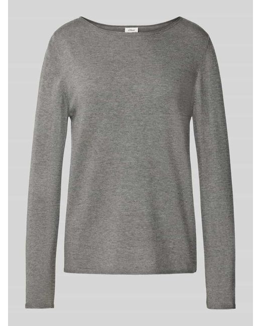 S.oliver Gray Regular Fit Strickpullover aus Baumwoll-Viskose-Mix