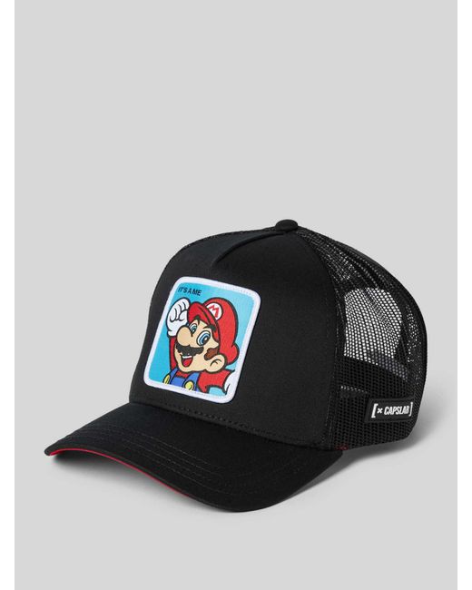 Capslab Trucker Cap mit Motiv-Badge Modell 'Super Mario' in Black für Herren