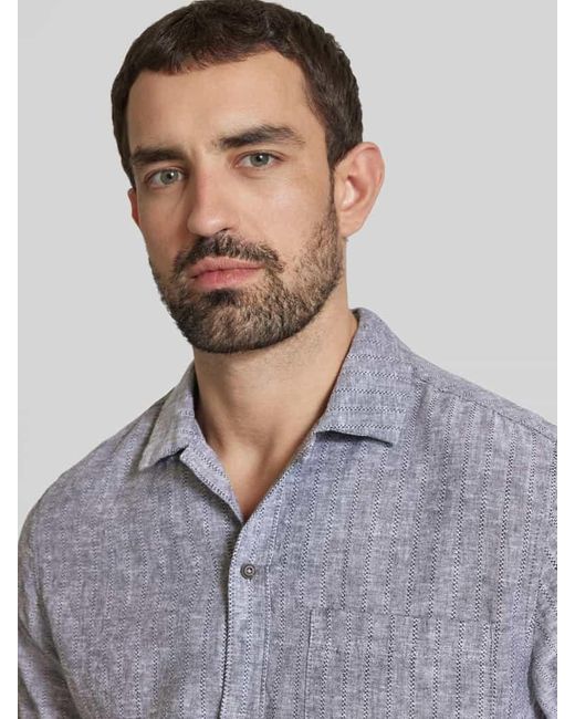 Tom Tailor Regular Fit Freizeithemden aus Leinen-Baumwoll-Mix in Blue für Herren