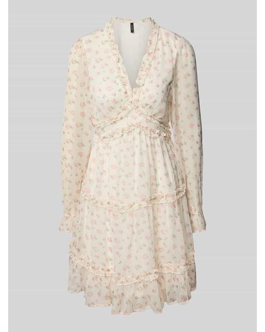 Vero Moda Natural Tailliertes Minikleid mit Volants Modell 'SMILLA'