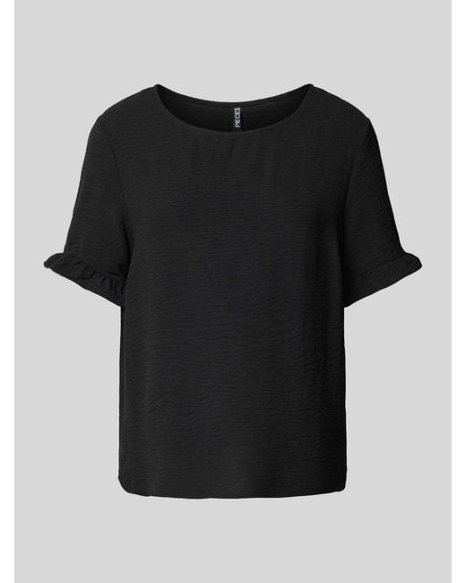 Pieces Black T-Shirt mit Strukturmuster Modell 'ARIANNA'