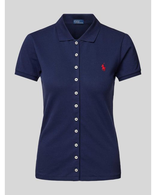 Polo Ralph Lauren Slim Fit Poloshirt Met Doorknoopsluiting in het Blue