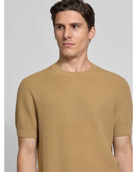 JAKE*S STUDIO MEN T-Shirt Met Ribboorden, Model 'Casper' in het Natural voor heren