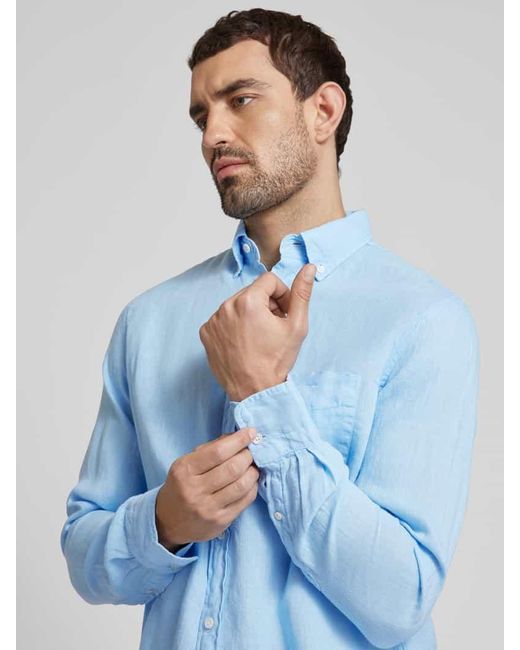 Gant Regular Fit Freizeithemd aus Leinen mit Brusttasche in Blue für Herren
