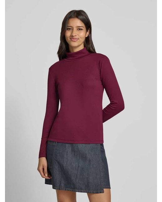 Tom Tailor Purple Regular Fit Langarmshirt aus Baumwoll-Mix mit Rollkragen