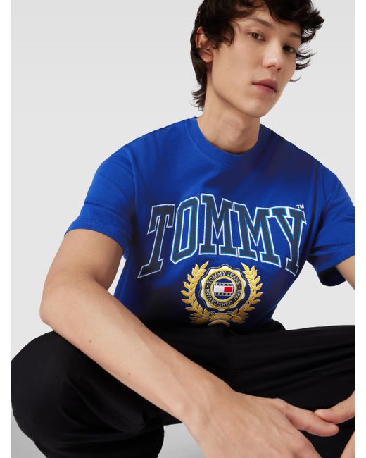 mit Lyst Herren Blau | in für Hilfiger Baumwolle T-Shirt DE Tommy Label-Details aus