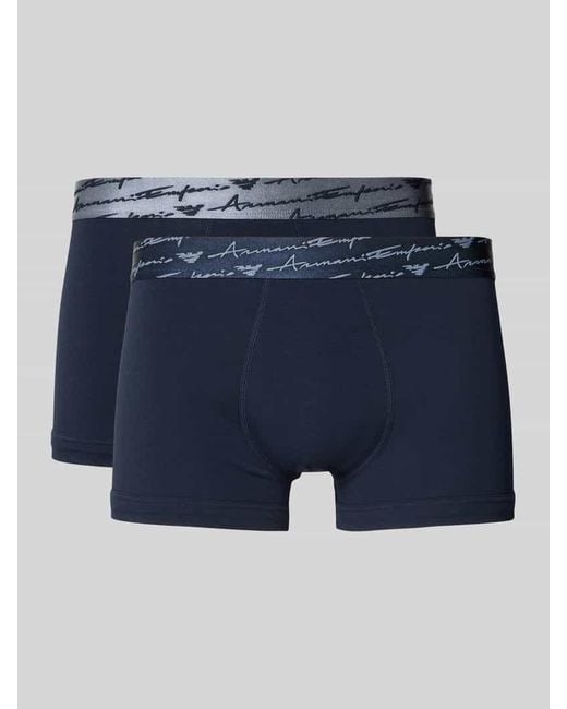 Emporio Armani Trunks mit elastischem Label-Bund im 2er-Pack in Blue für Herren