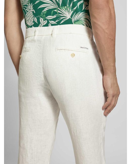 Marc O' Polo Tapered Linnen Broek Met Bandplooi, Model 'Osby Jogger' in het White voor heren