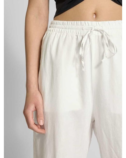 Marc O' Polo White Wide Leg Leinenhose mit elastischem Bund