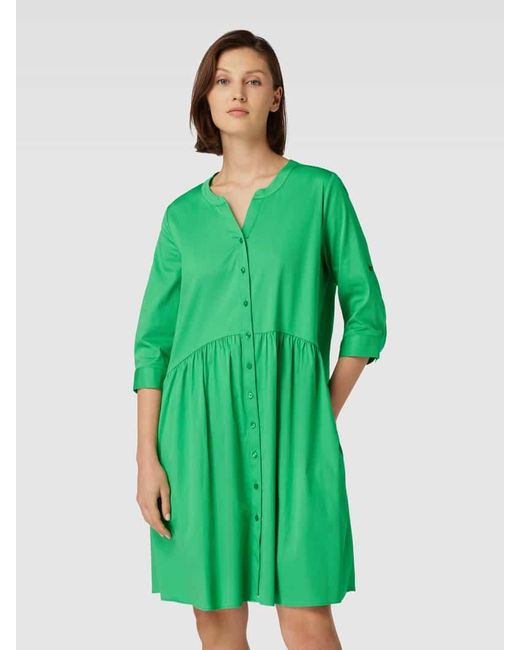 Milano Italy Green Kleid mit 3/4-Arm und Rundhalsausschnitt