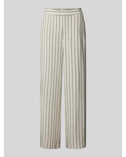 Object White Straight Leg Stoffhose mit Streifenmuster Modell 'Sanne'