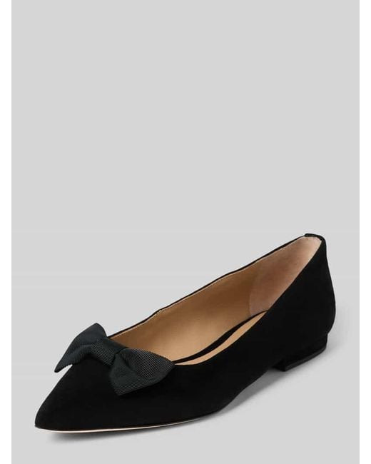 Ralph Lauren Black Ballerinas aus Leder mit Schleifen-Applikation Modell 'LONDYN'
