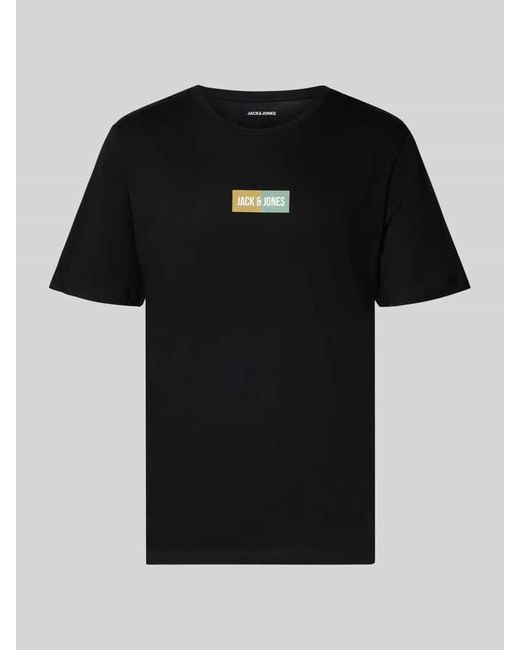 Jack & Jones T-Shirt mit Label-Print und Rundhalsausschnitt in Black für Herren