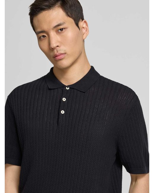 Casual Friday Regular Fit Poloshirt Met Structuurmotief in het Black voor heren