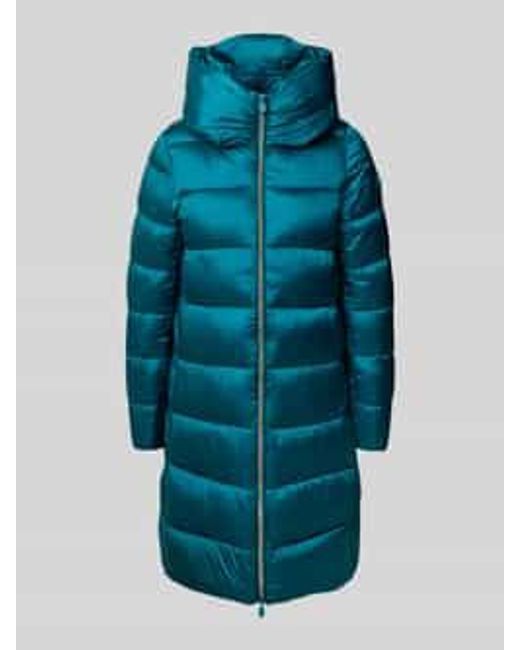 Save The Duck Gewatteerde Lange Jas Met Opstaande Kraag, Model 'Lysa' in het Blue