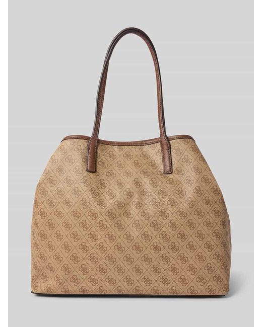 Guess Natural Handtasche mit Label-Applikation Modell 'VICTTORIA'