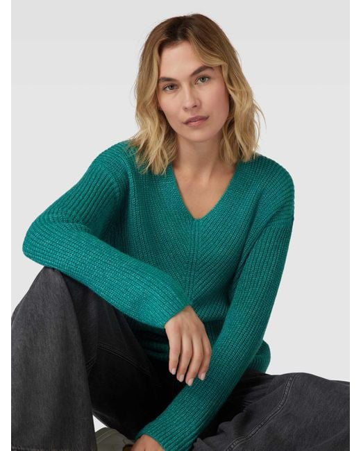 Tom Tailor Gebreide Pullover Met Extra Brede Schouders in het Green