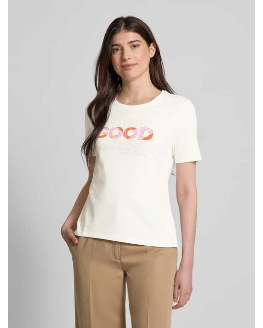 Betty Barclay Natural T-Shirt mit geripptem Rundhalsausschnitt