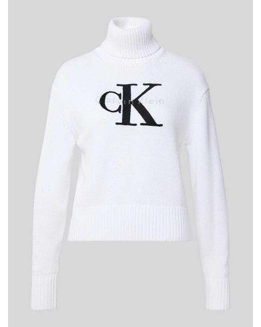 Calvin Klein Gebreide Coltrui, Model 'Chenille' in het White