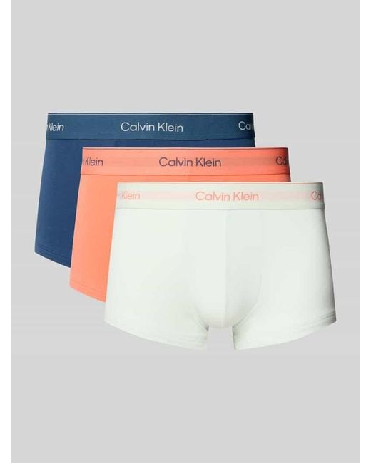 Calvin Klein Trunks mit Logo-Stitching Modell 'Low Rise' im 3er-Pack in White für Herren