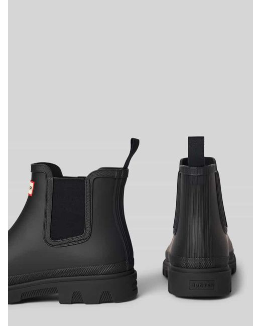 Hunter Black Stiefeletten mit Label-Patch