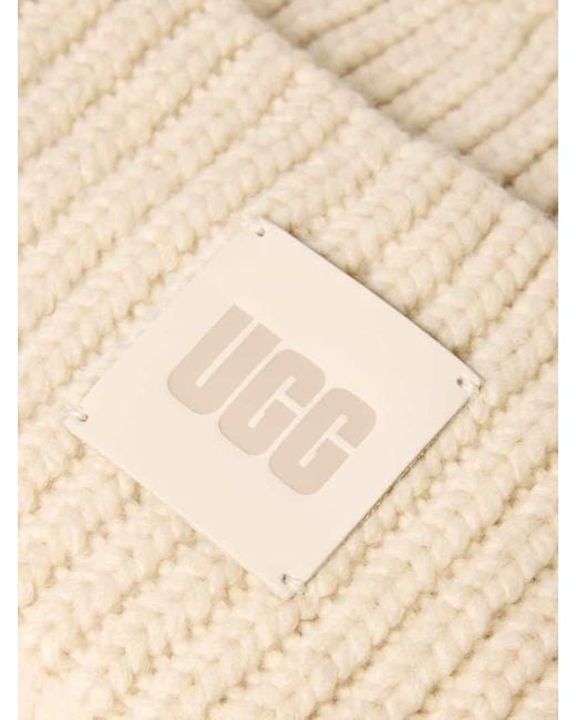 Ugg Natural Beanie mit Label-Detail