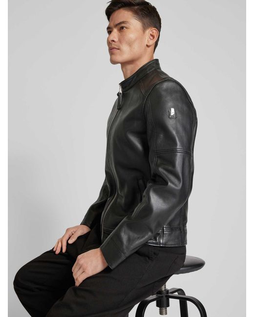 Gipsy Lederjacke mit Stehkragen Modell 'TAMARO' in Black für Herren