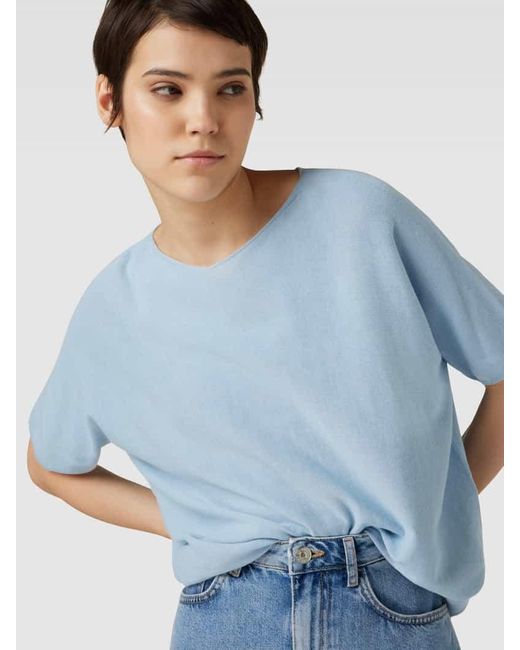 Drykorn Blue Strickshirt mit Rundhalsausschnitt Modell 'SOMELI'