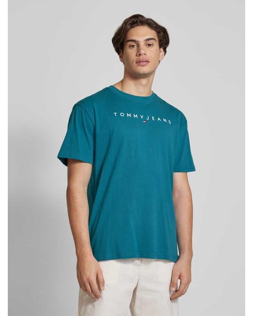 Tommy Hilfiger Regular Fit T-Shirt mit Label-Stitching in Blue für Herren