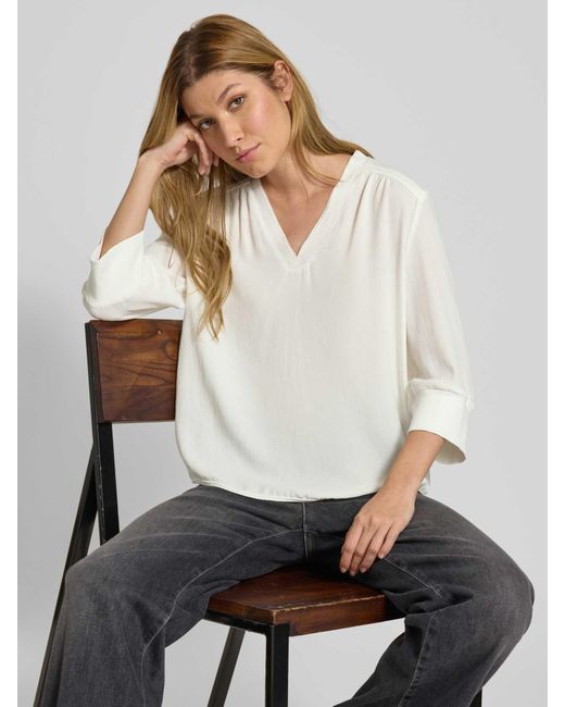 Marc Cain Blouseshirt Met V-Hals En 3/4-Mouwen in het White