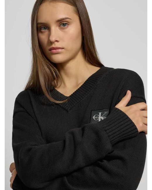 Calvin Klein Blue Strickpullover mit V-Ausschnitt