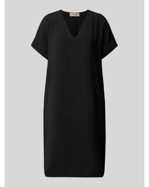 Mos Mosh Black Knielanges Kleid mit V-Ausschnitt Modell 'AURI LEIA'