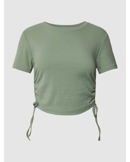 ONLY Green Crop Shirt mit seitlichen Raffungen Modell 'AMY'