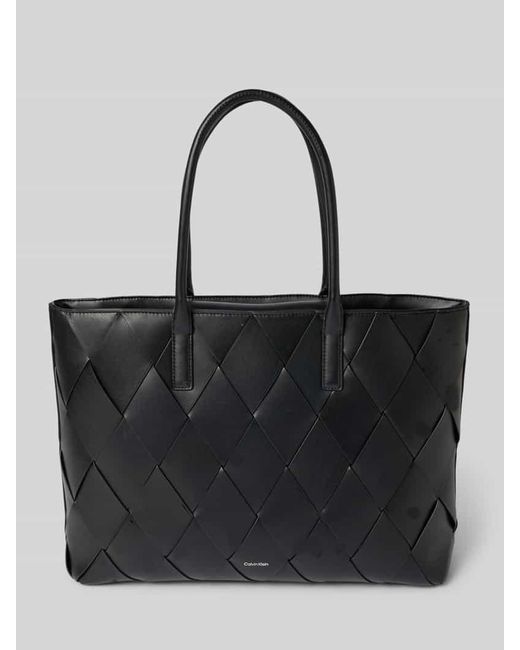 Calvin Klein Black Shopper in Flecht-Optik