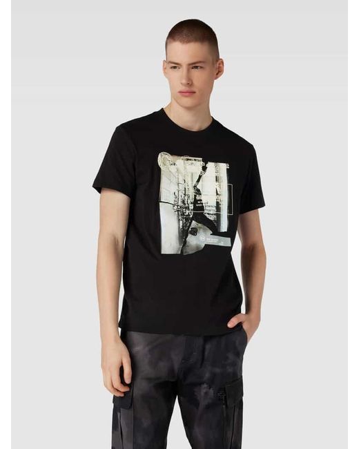 G-Star RAW T-Shirt mit Label-Motiv-Print in Black für Herren