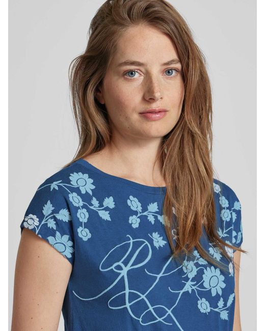 Lauren by Ralph Lauren T-shirt Met Bloemenmotief in het Blue