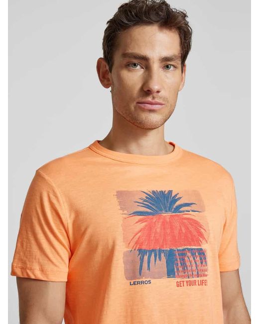 Lerros T-Shirt mit Motiv-Print in Orange für Herren