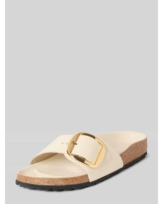 Birkenstock Natural Slides aus Leder mit Dornschließe Modell 'Madrid'