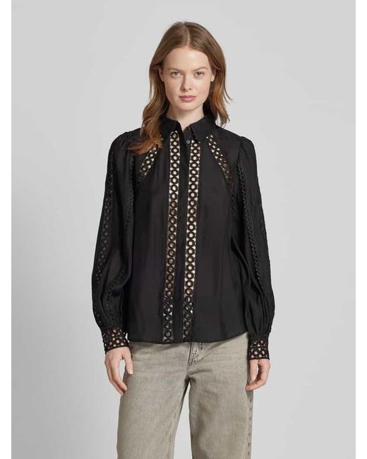 Copenhagen Muse Black Regular Fit Bluse mit Ballonärmeln Modell 'MOLLY'