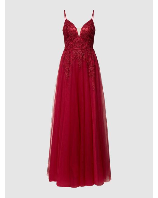 Luxuar Red Abendkleid mit Ziersteinbesatz