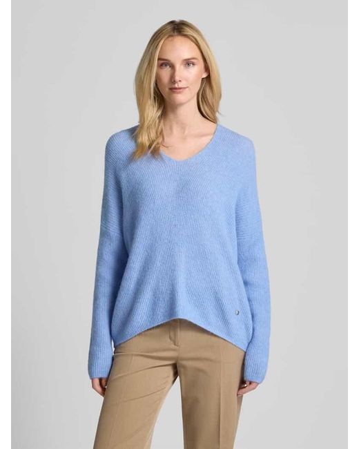 Mos Mosh Blue Strickpullover mit V-Ausschnitt Modell 'THORA'
