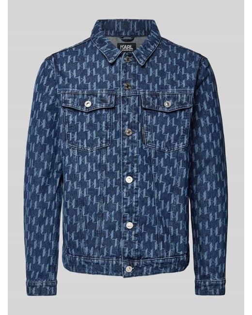 Karl Lagerfeld Regular Fit Jeansjacke mit Allover-Muster in Blue für Herren
